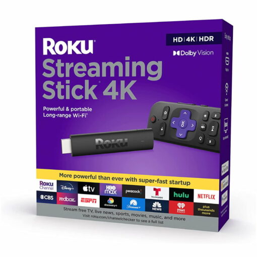 Roku Streaming Stick 4K Streaming Device 4K/HDR/Dolby Vision with Roku Voice Remote and TV Controls GetWired Tronics