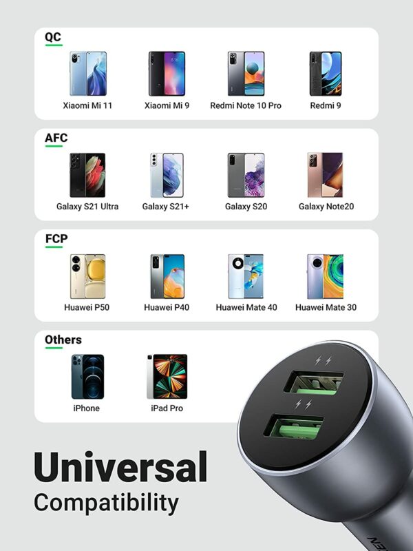 UGREEN USB Car Charger Quick 4 UGREEN USB Car Charger Quick Charge 36W - 12V - Image 4