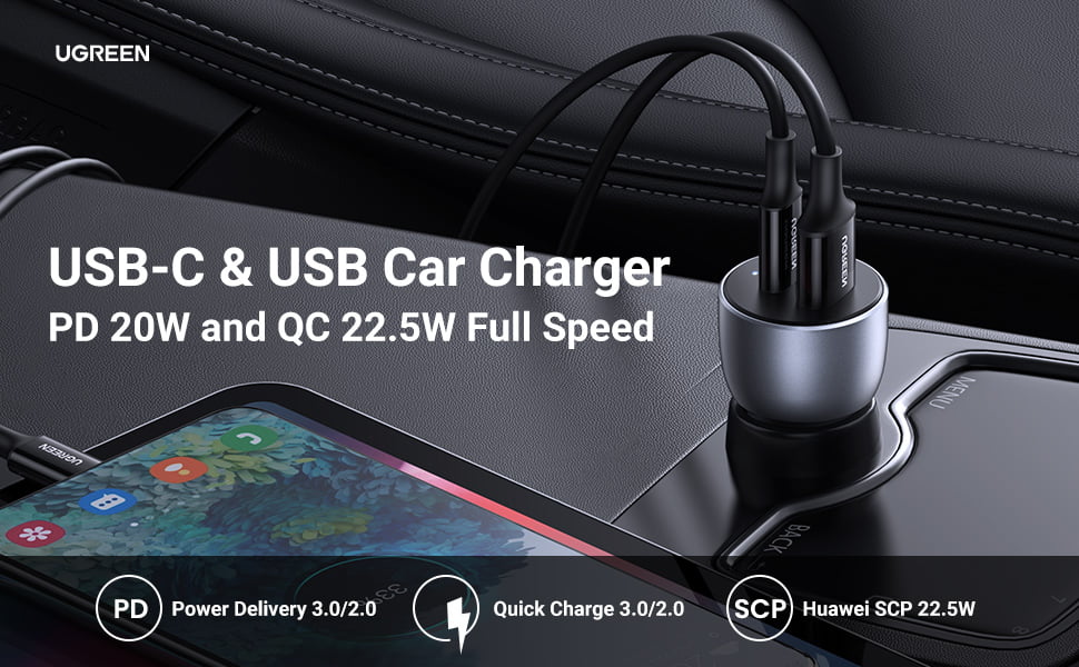 UGREEN USB C Car Charger, 42.5W