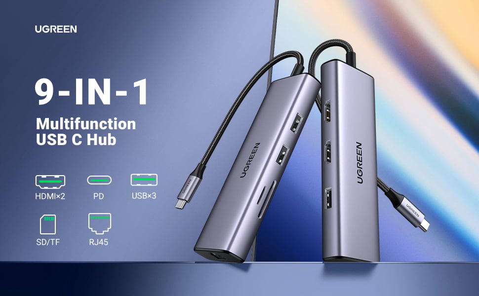 ugreen usb hub dual hdmi 7 UGREEN USB C Hub Dual HDMI Adapter, 9-in-1 USB C Docking Station with Dual 4K@60Hz HDMI