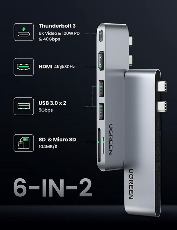 UGREEN USB C Hub Adapter for MacBook Air and Pro - Image 2