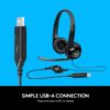 Logitech H390 Wired Headset, Stereo Headphones with Noise-Cancelling Microphone GetWired Tronics