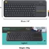 Logitech K400 Plus Wireless Touch TV Keyboard With Easy Media Control and Built-in Touchpad GetWired Tronics