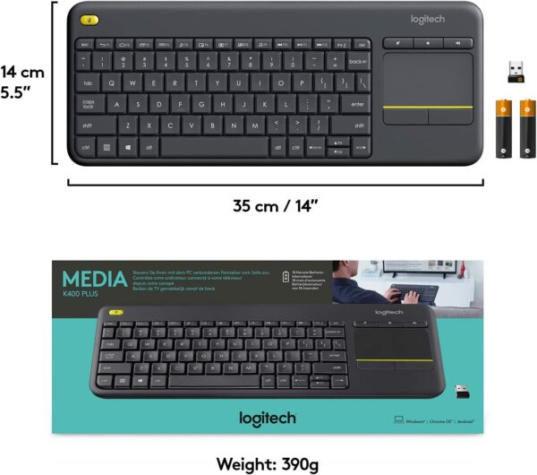 Logitech K400 Plus Wireless Touch TV Keyboard With Easy Media Control and Built-in Touchpad - Image 4