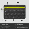 Logitech K480 Wireless Multi-Device Keyboard for Windows, macOS, iPadOS, Android or Chrome OS GetWired Tronics