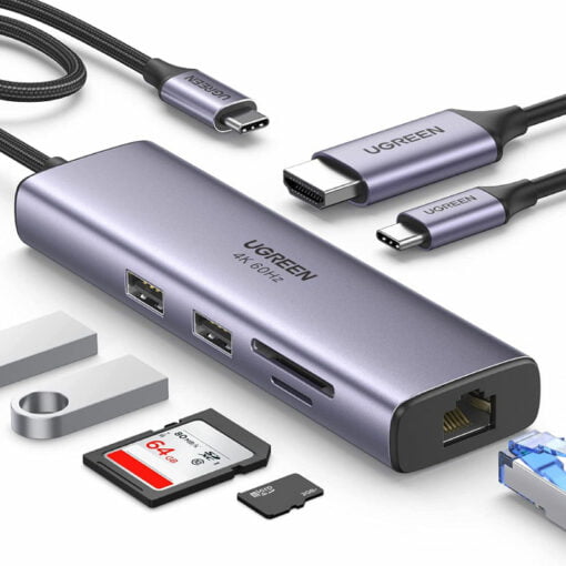 UGREEN USB C Hub 4K@60Hz, USB to HDMI Multiport Adapter, 7-in-1 USB Hub GetWired Tronics