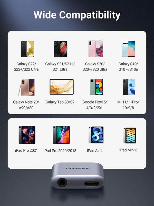 UGREEN USB C to 3.5mm Headphone and Charger Adapter 2 in 1 Type C - Image 6