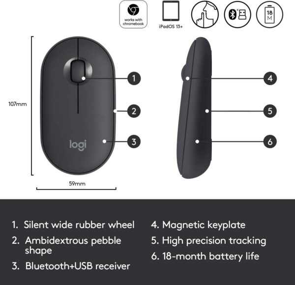 Logitech Pebble M350 Wireless Mouse with Bluetooth or USB - Image 3