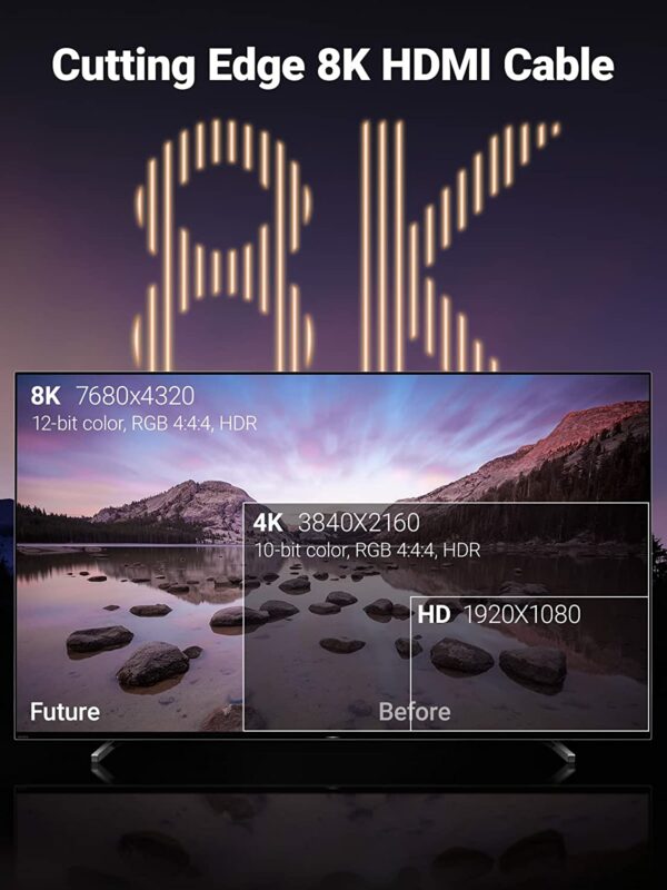 ugreen 8k hdmi cable 2 UGREEN 8K HDMI 2.1 48Gbps Ultra High Speed Braided HDMI Cable 8K@60Hz - Image 2