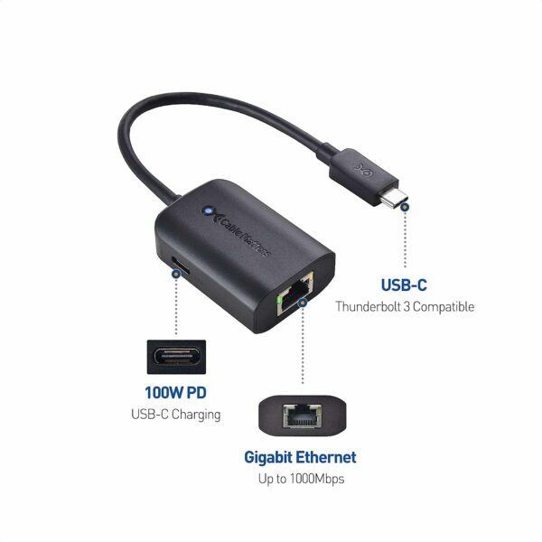 Cable Matters USB C to Gigabit Ethernet Adapter for Chromecast with Google TV - Image 2