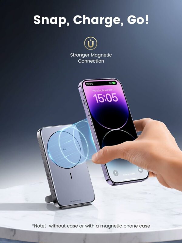 ugreen magnetic battery pack magsafe e UGREEN Magnetic 10,000mAh Battery Pack with Kickstand Wireless Magsafe Power Bank - Image 5